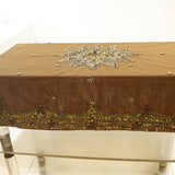 Hand Embroidery (36 X 54 Inch) Table Cover(Brown)-Net - Jagdish Store Online Since 1965