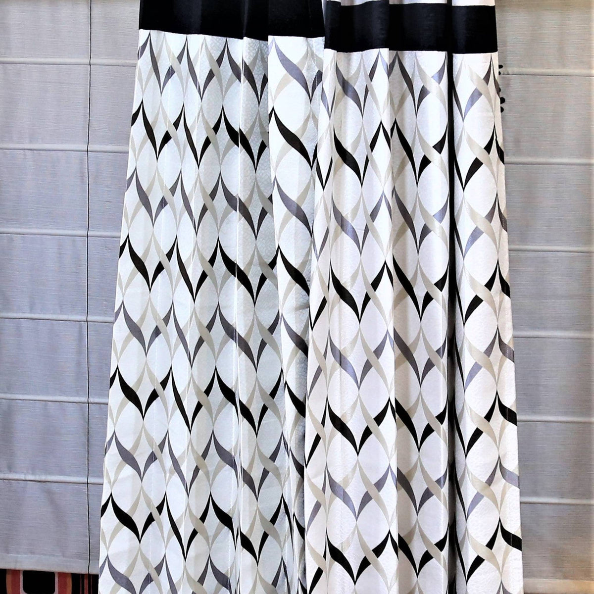 (Black) Curtain Self Design- Polyester(7 X 4 Feet) - Jagdish Store Online Since 1965