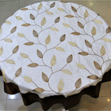 Embroidery(60 Inch) Round Table Cover(White-Brown)-Sheer - Jagdish Store Online Since 1965