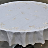 Embroidery(60 Inch) Round Table Cover(Cream)-Polyester - Jagdish Store Online Since 1965