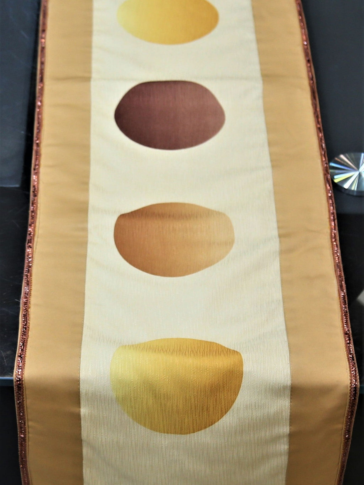 Golden Printed Polyester Table Runner 13 X 90 inch front view