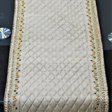 Sequence Work +Embroidery(13 X 72 Inch) Table Runner(Beige)-Silk - Jagdish Store Online Since 1965