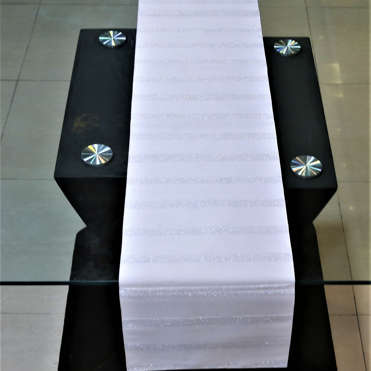 Striped(13 X 60 Inch) Table Runner(Off White)-Leather - Jagdish Store Online Since 1965