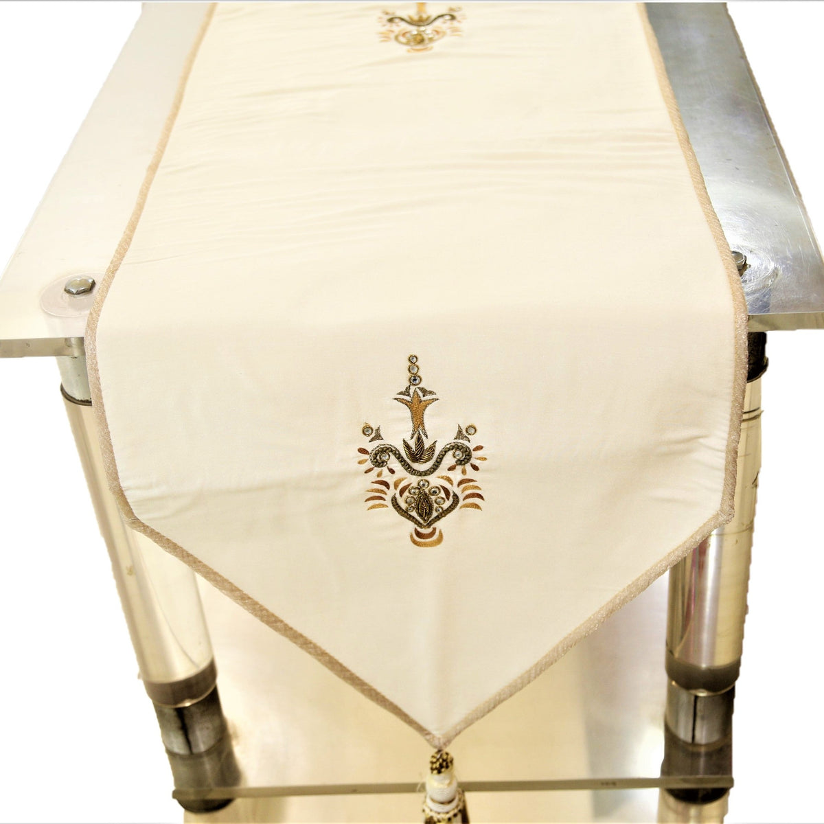 Embroidery (13 X 60 Inch) Table Runner(Cream)-Polyester - Jagdish Store Online Since 1965