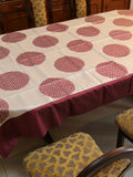 Embroidery(60x108 Inch)Table Cover(Cream/Magenta)-Sheer/Polyester - Jagdish Store Online Since 1965