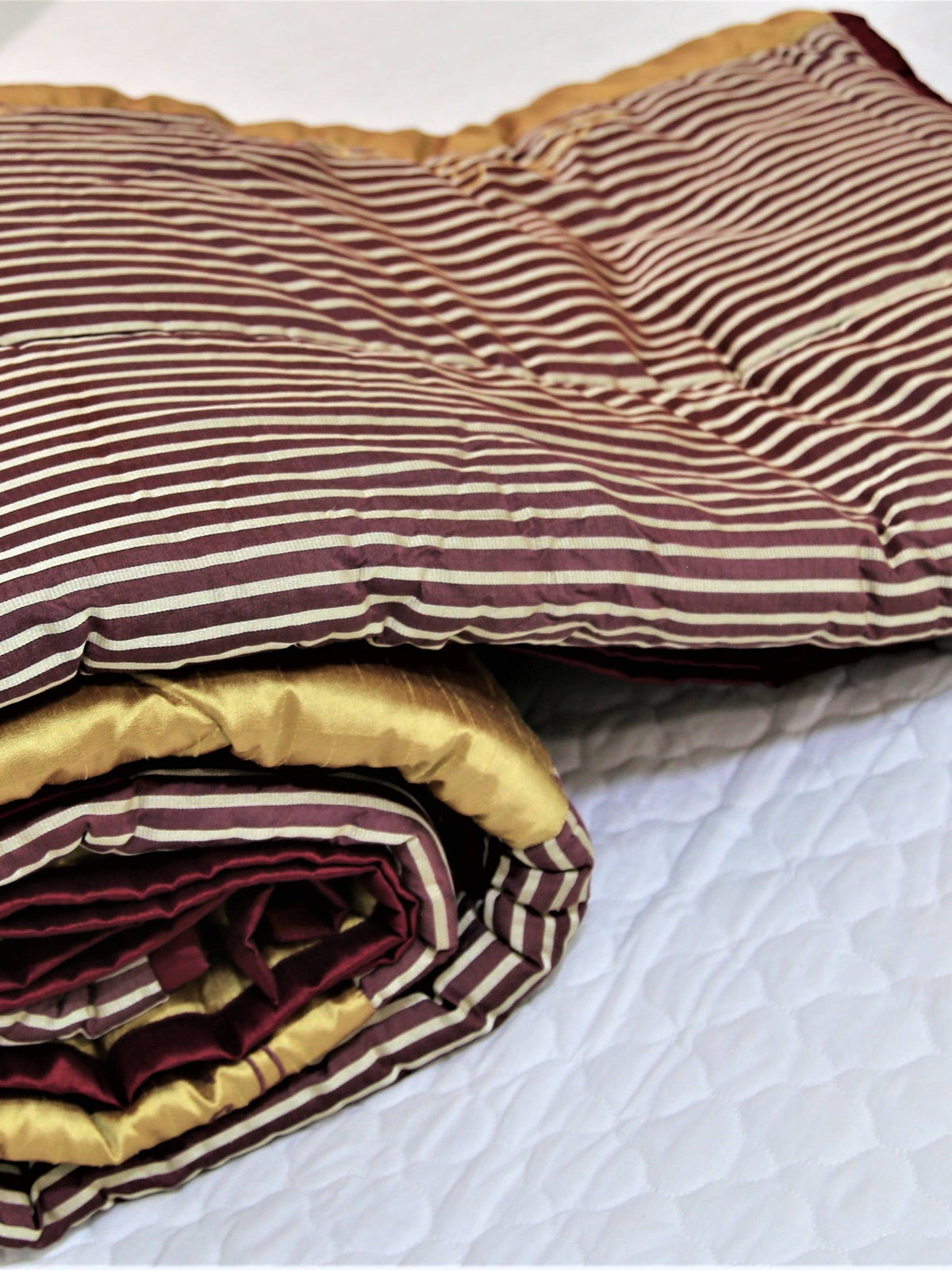 Beige Embroidered Polycotton Quilt front view