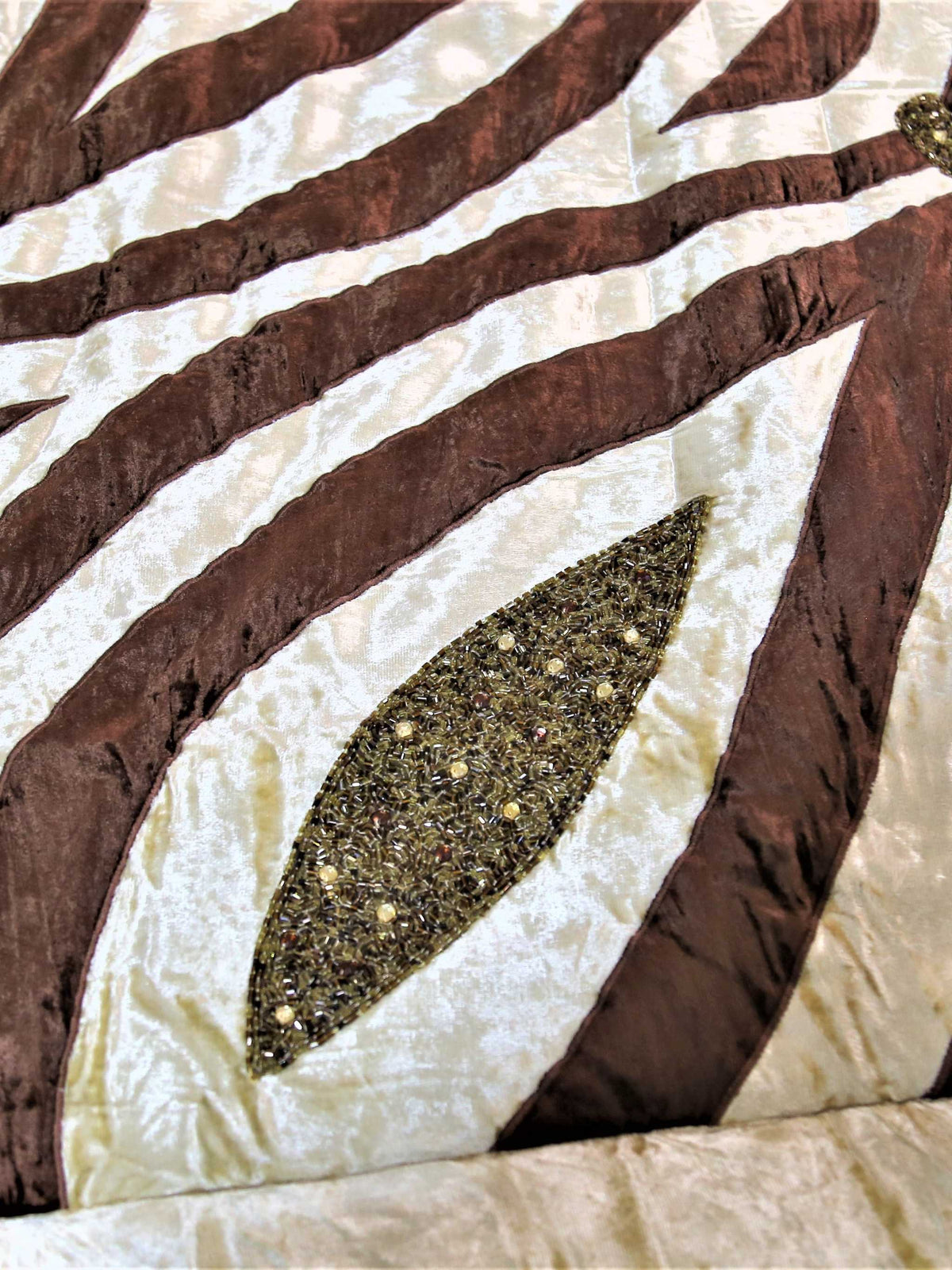 Beads Work(Brown/Beige) Chenille Quilt (60x90 Inch)-250 GSM - Jagdish Store Online Since 1965