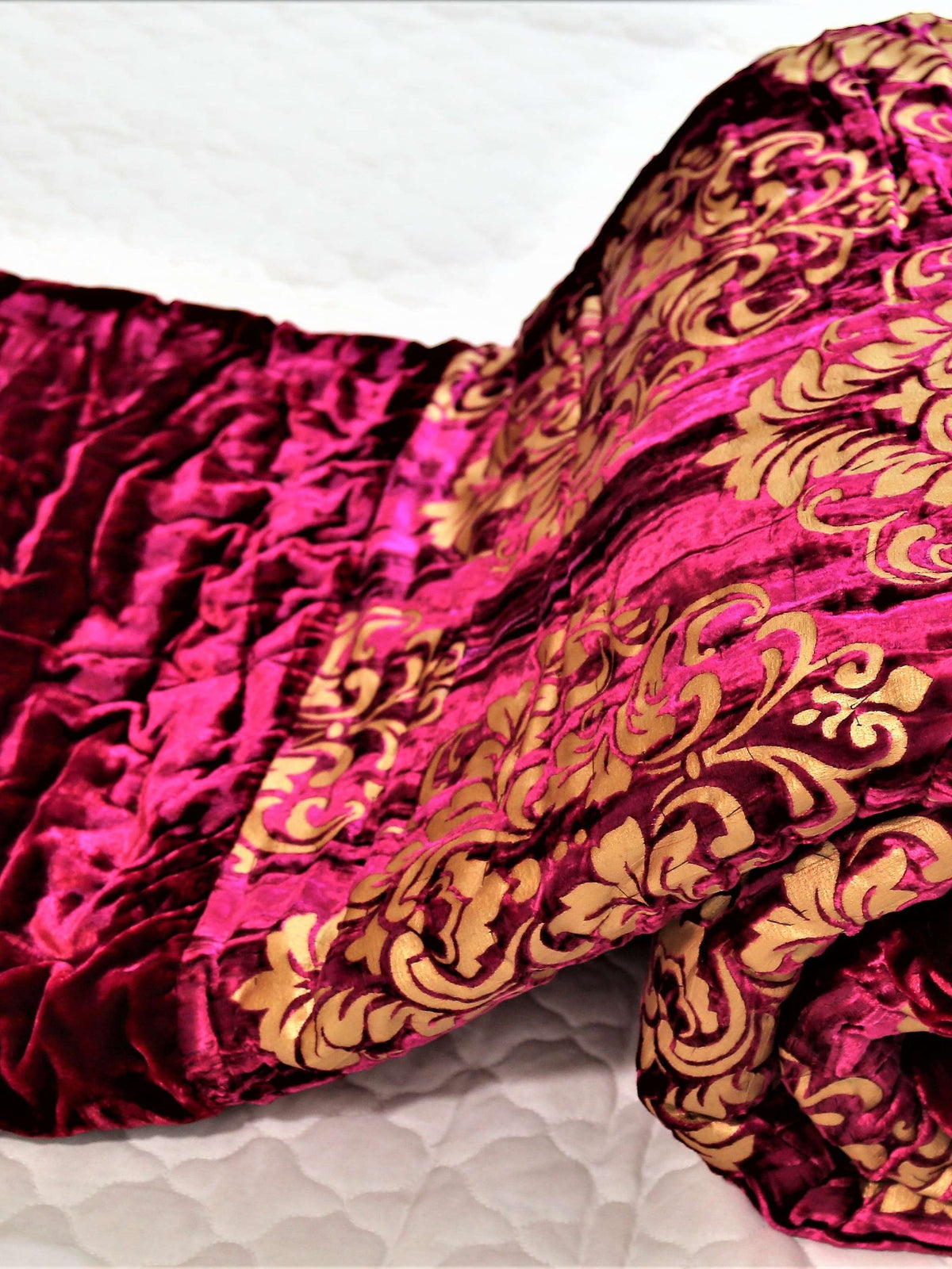 Black Foil Printed Chenille Quilt front view