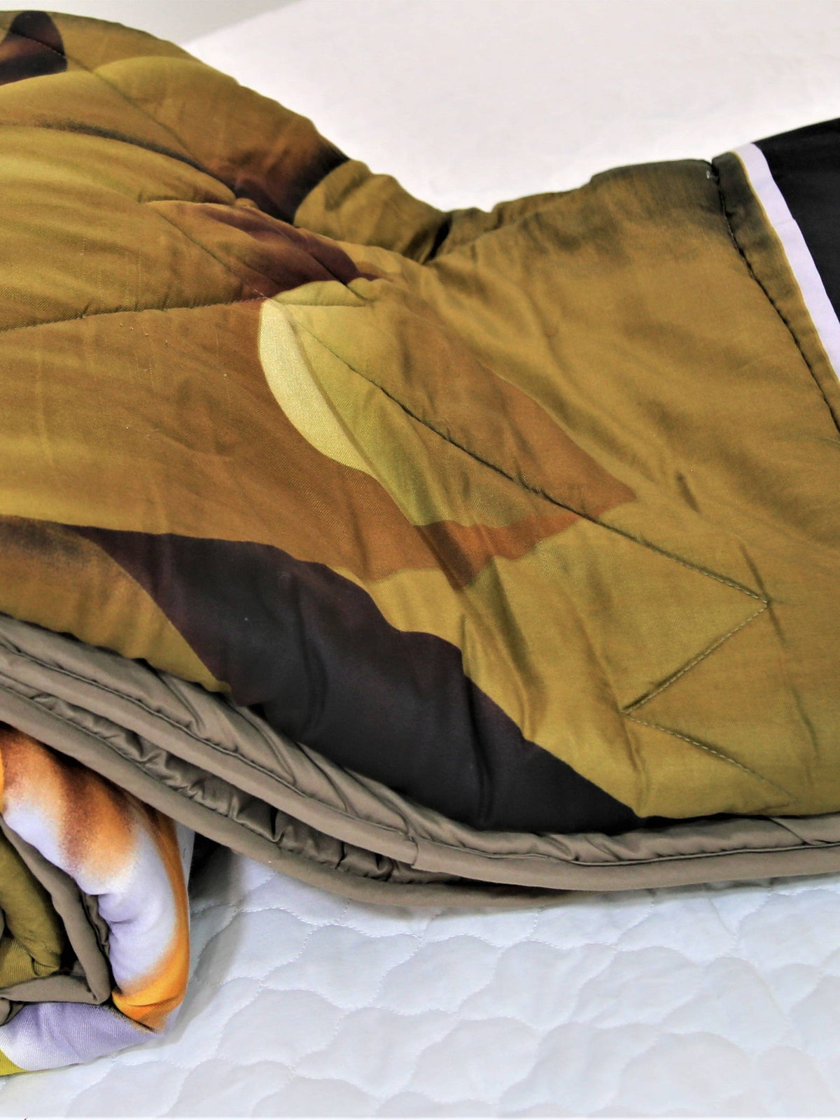 Beige Printed Polycotton AC Quilt front view