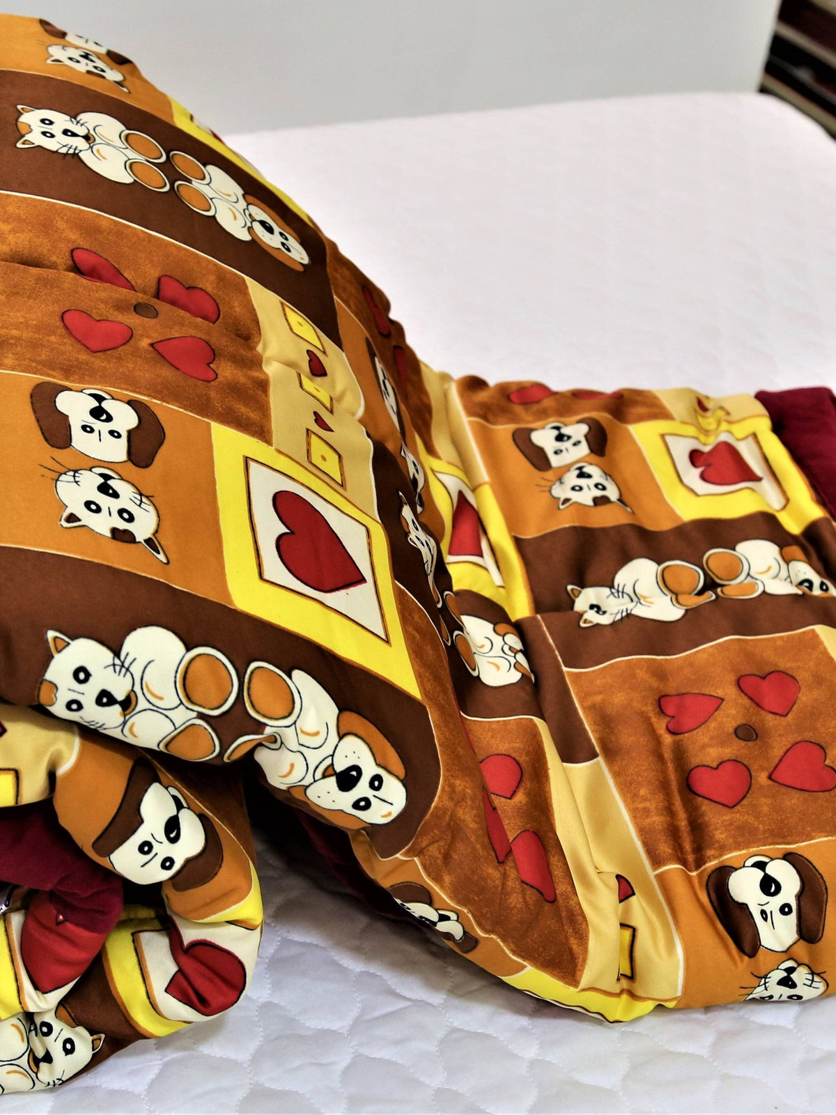 Brown Printed Cotton Quilt front view