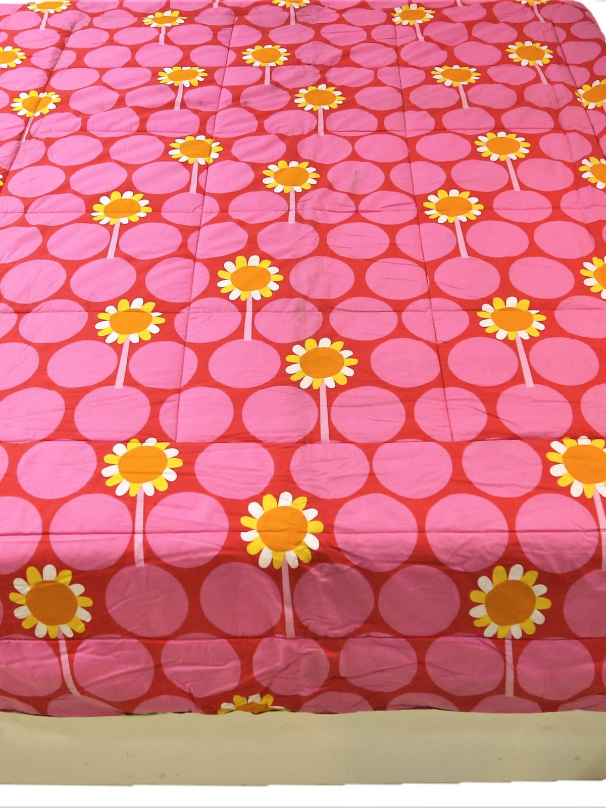 Printed(Pink/Green) Reversible Cotton AC Quilt (90x108 Inch)-250GSM - Jagdish Store Online Since 1965