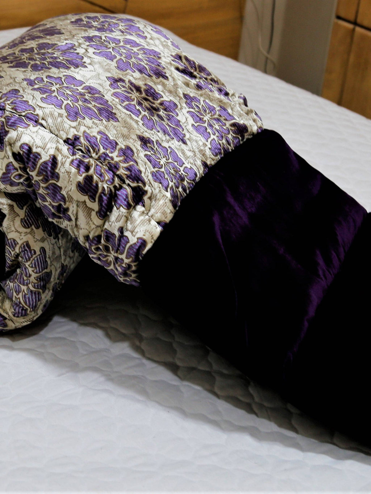 Purple Printed Chenille Quilt front view