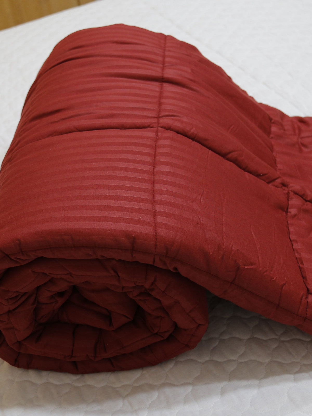 Maroon Satin Quilt front view