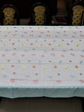 Brown Embroidered Satin Table Cover front view