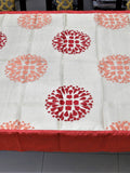 Cream Printed Polyester Table Cover front view