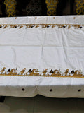 Beige Embroidered Silk Table Cover front view