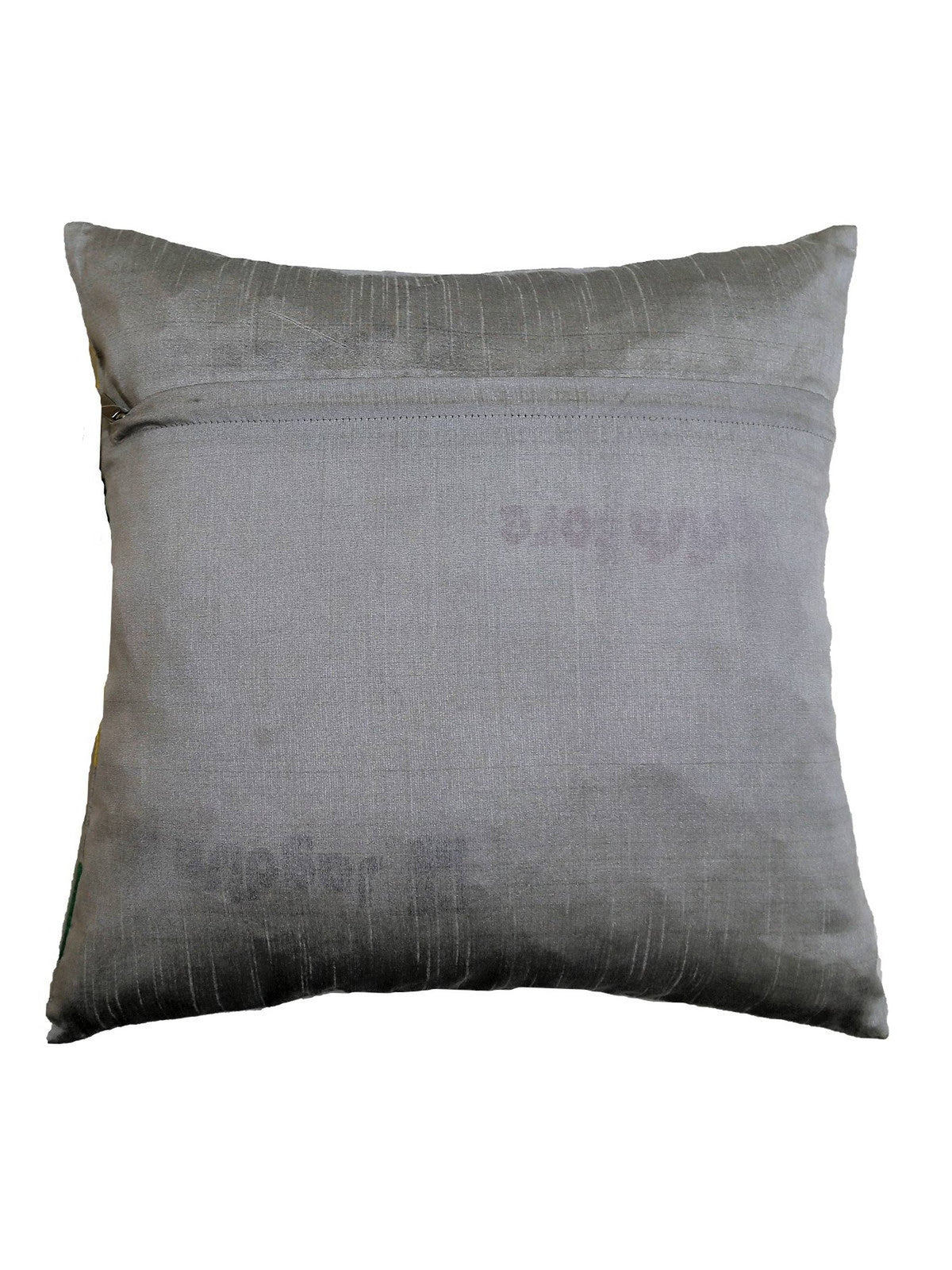 Plain grey reverse of the colour block patchwork cushion cover