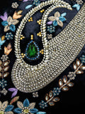 Black Sequin Work Velvet Cushion Cover front view