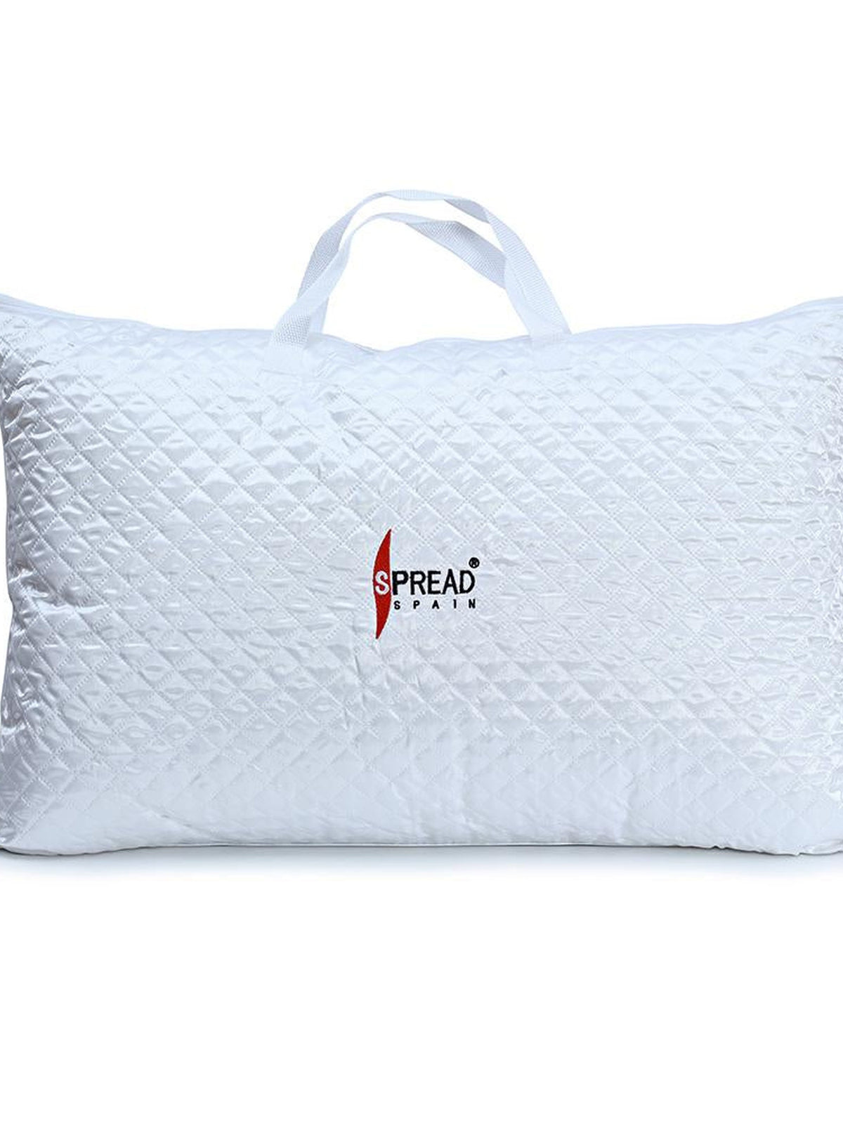 White quilted Tencel pillow inside its Spread Spain carry bag with handles