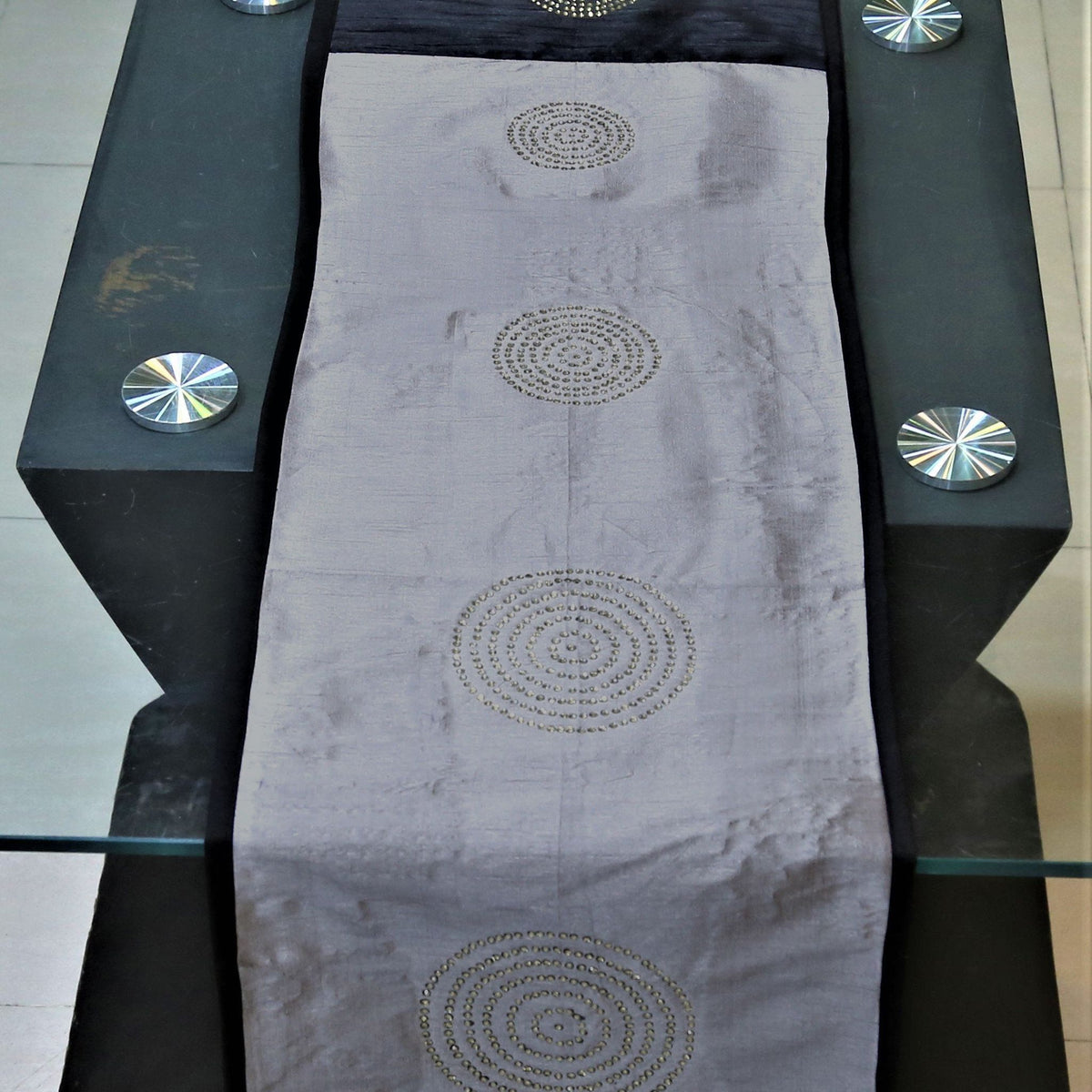Sequence Work(14 X 90 Inch) Table Runner(Multi)-Dupion Silk - Jagdish Store Online Since 1965