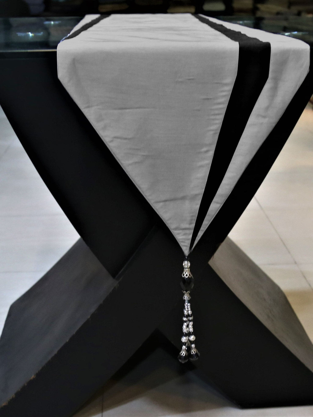 Black Polyester Table Runner 13 X 90 inch front view