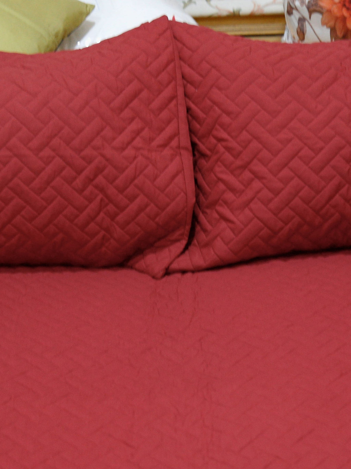 Maroon Plain Cotton Bedcover front view