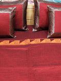 Maroon Brocade Poly Silk Bedcover front view