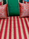 Grey Brocade Poly Silk Bedcover front view