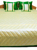 Reversible Plain PolySilk Quilted BedCover Set-(1 bedcover+ 2 Pillow Covers + 2 Cushion Covers) - Jagdish Store Karol Bagh Online Since 1965