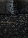 Black Embroidered Velvet Bedcover front view