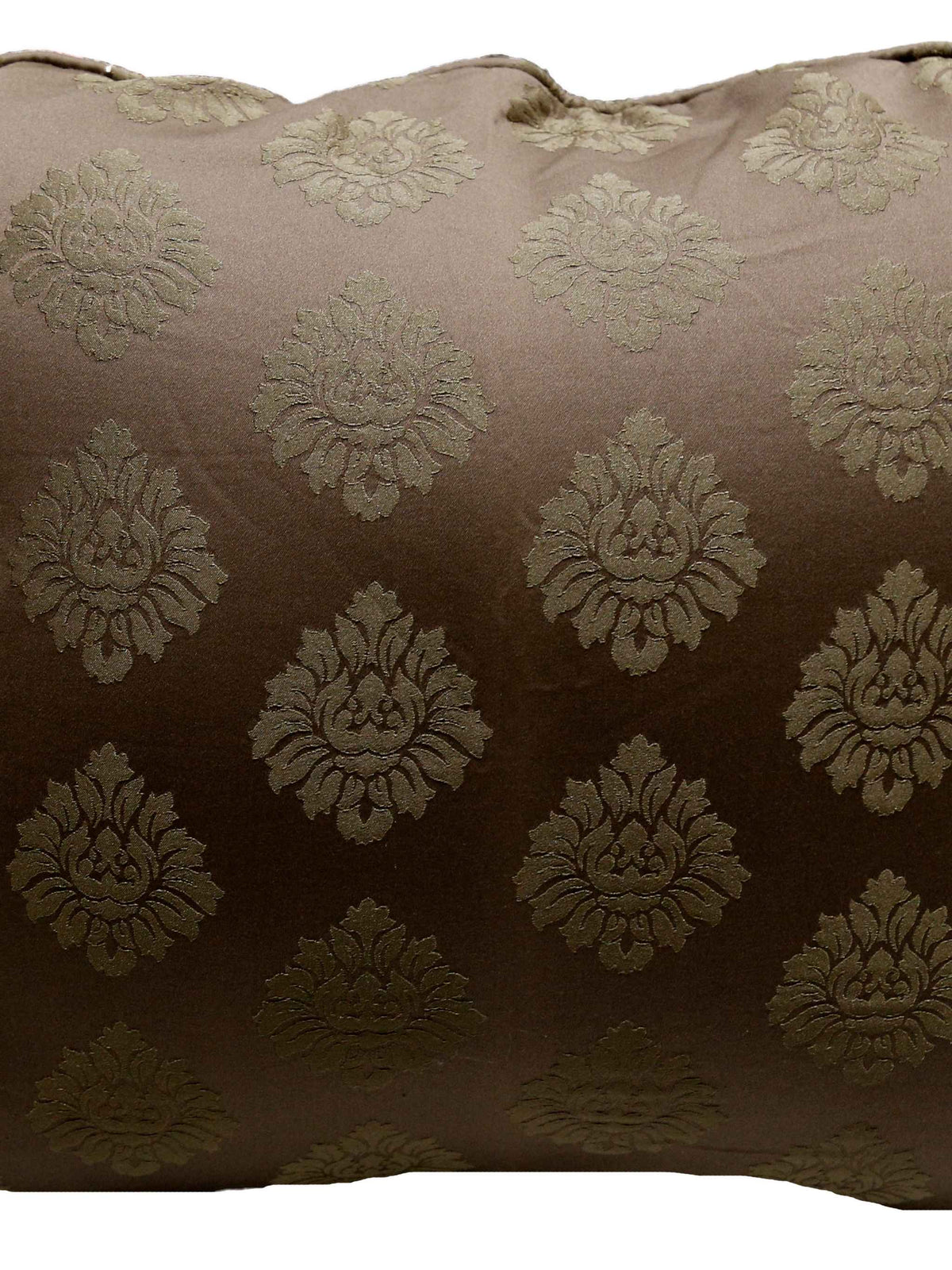 Same brown damask bedrest cushion, back view