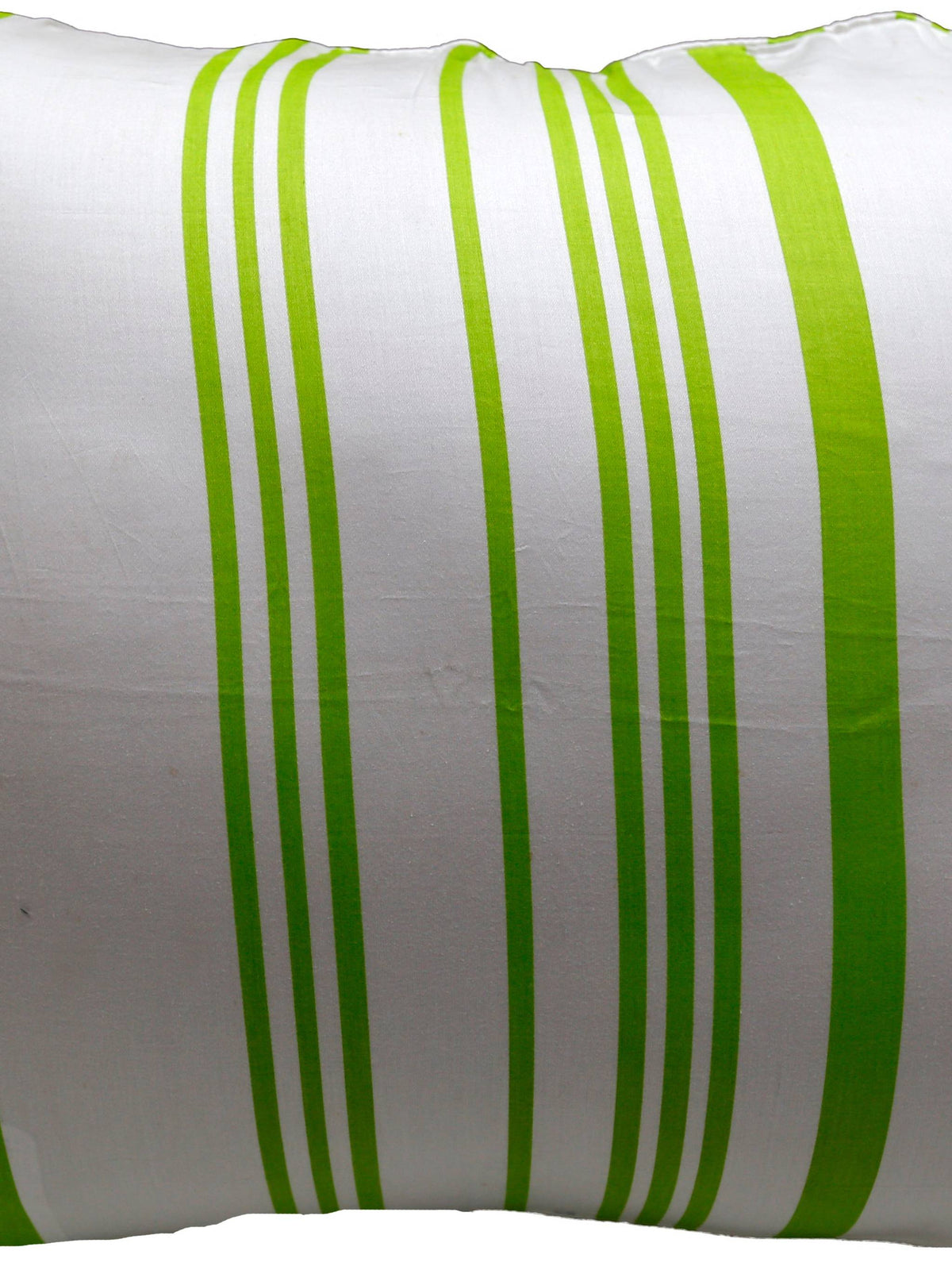 Same white and green striped bedrest cushion, back view