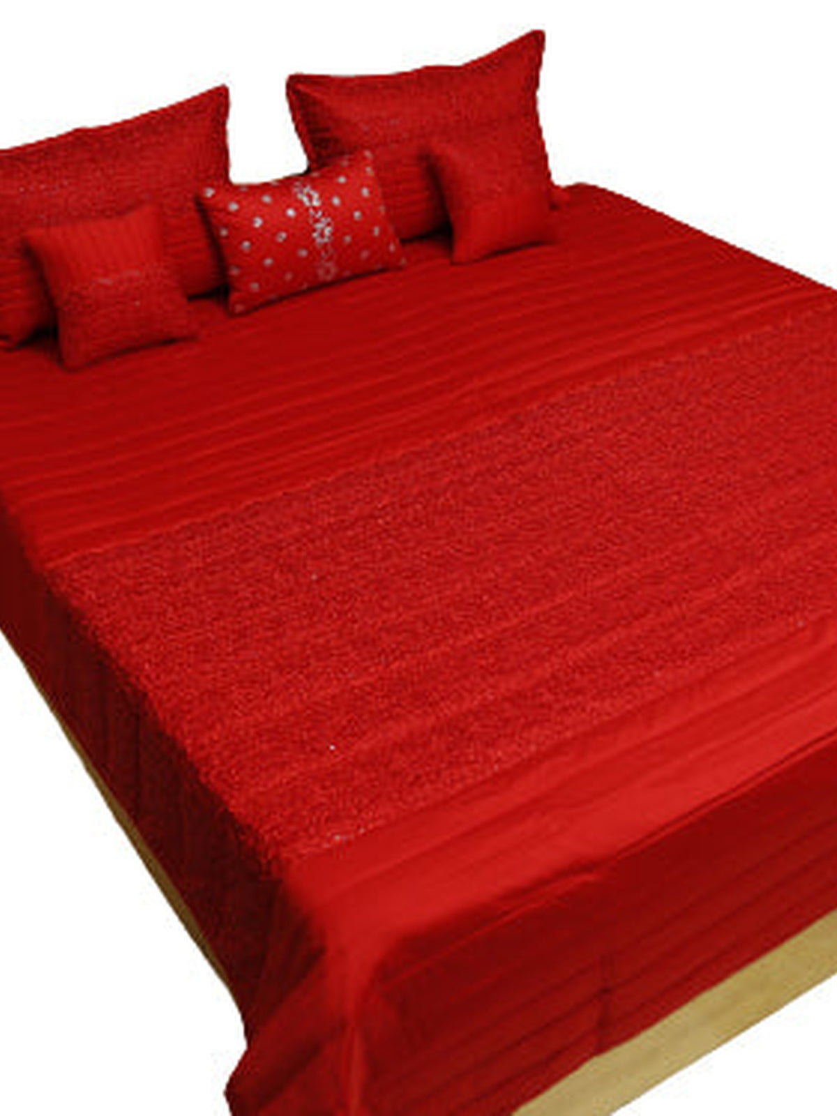 Turkish Beauty Double Bed BedCover 6 Pcs Set(1 bedcover+ 2 Pillow Covers + 2 Cushion Covers + 1 Highlighter) - Jagdish Store Online 