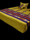 Rosario Premium Yellow-Red Poly Silk Double Bedcover with Pillow & Cushion Covers - Jagdishstoreonline 