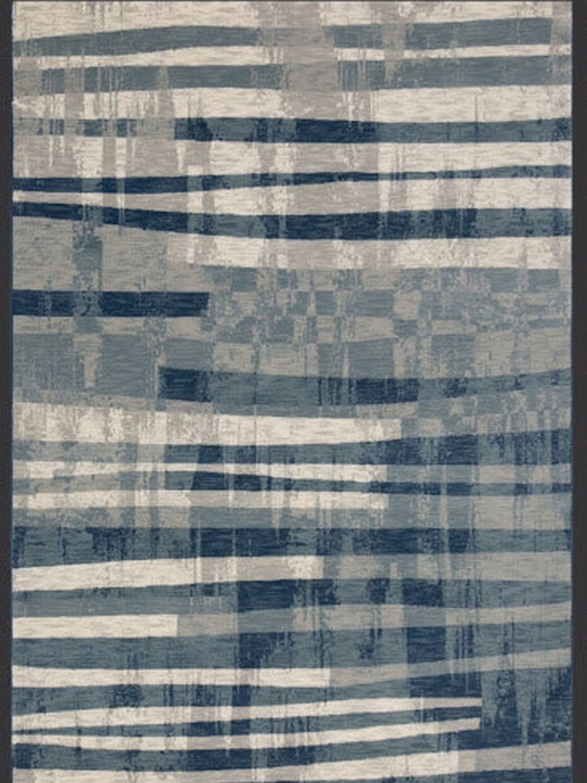 Denim blue and cream broken horizontal stripe rug, Grand Kendra Bellagio
