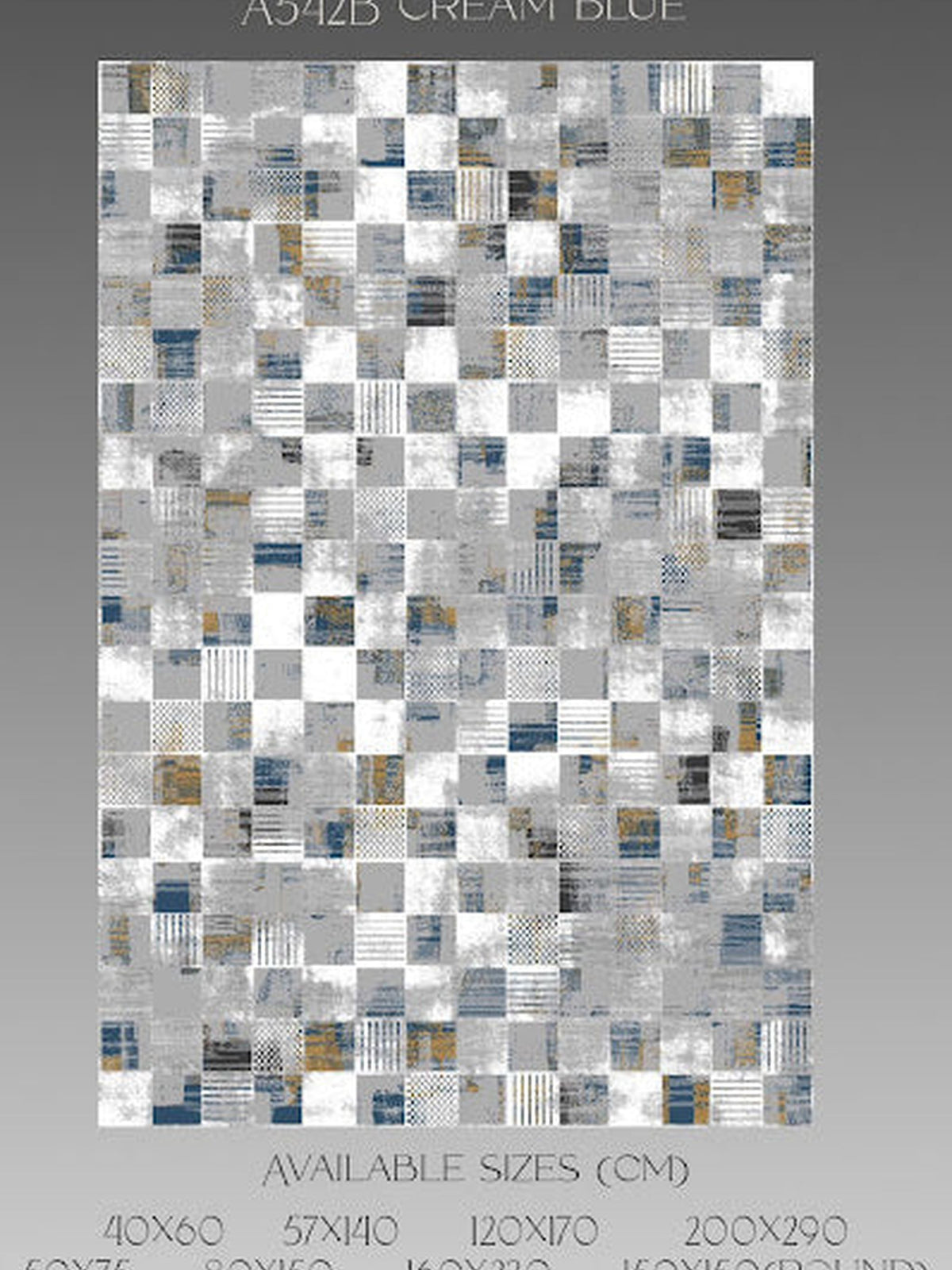 Blue and grey mosaic checkerboard rug, Blush Bellagio Cream Blue