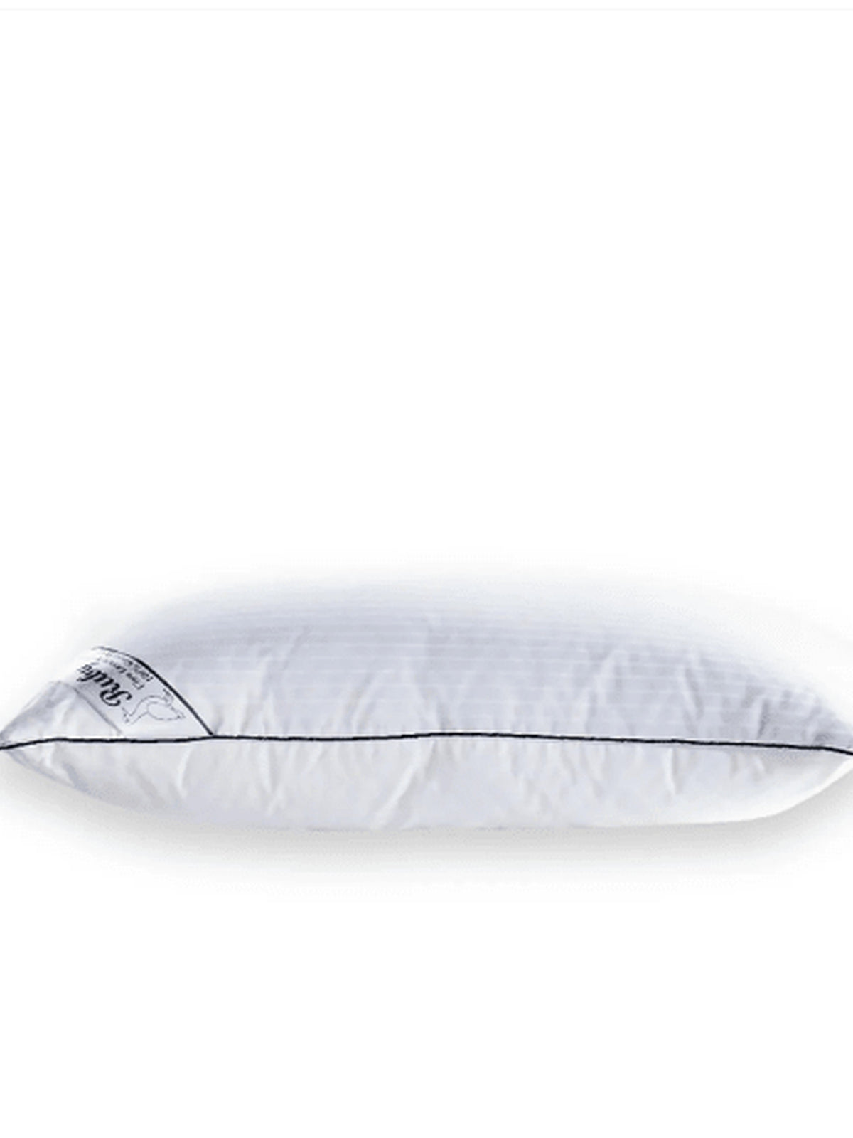 White quilted goose down pillow shown from the side, Ruby down pillow