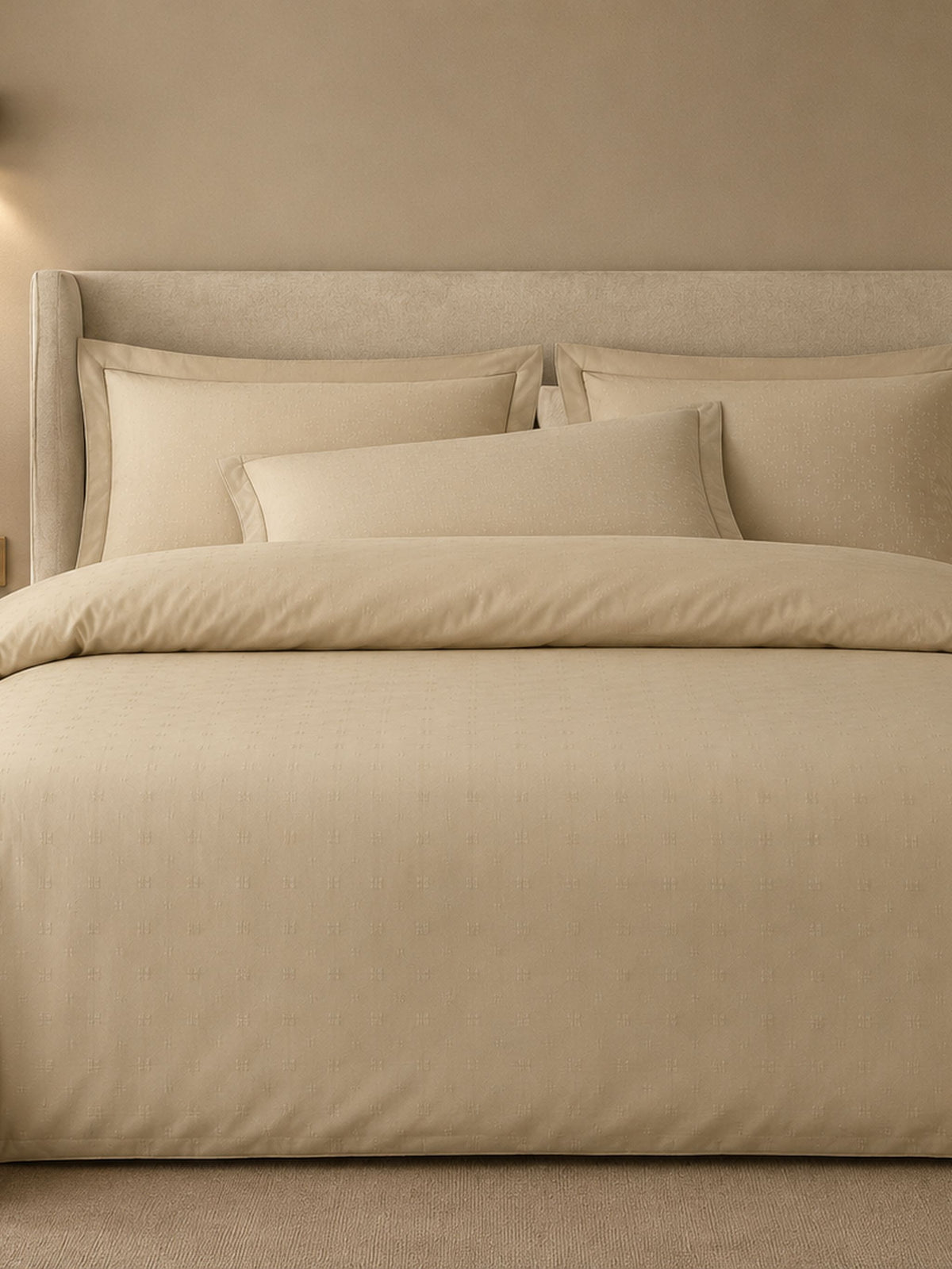 Desenhista 550 TC Jacquard Cotton Bedding Set with Duvet Cover-beige colour
