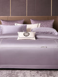 Embroidered border cotton bedding set with duvet cover and pillow covers