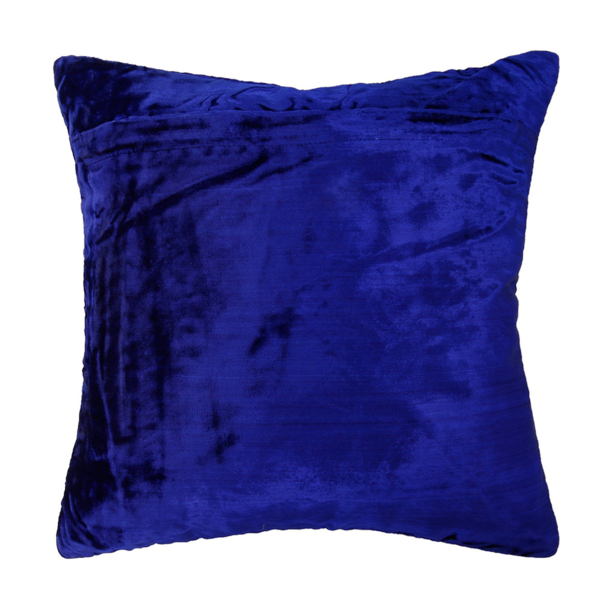 Plain royal blue velvet reverse of the embroidered cushion cover