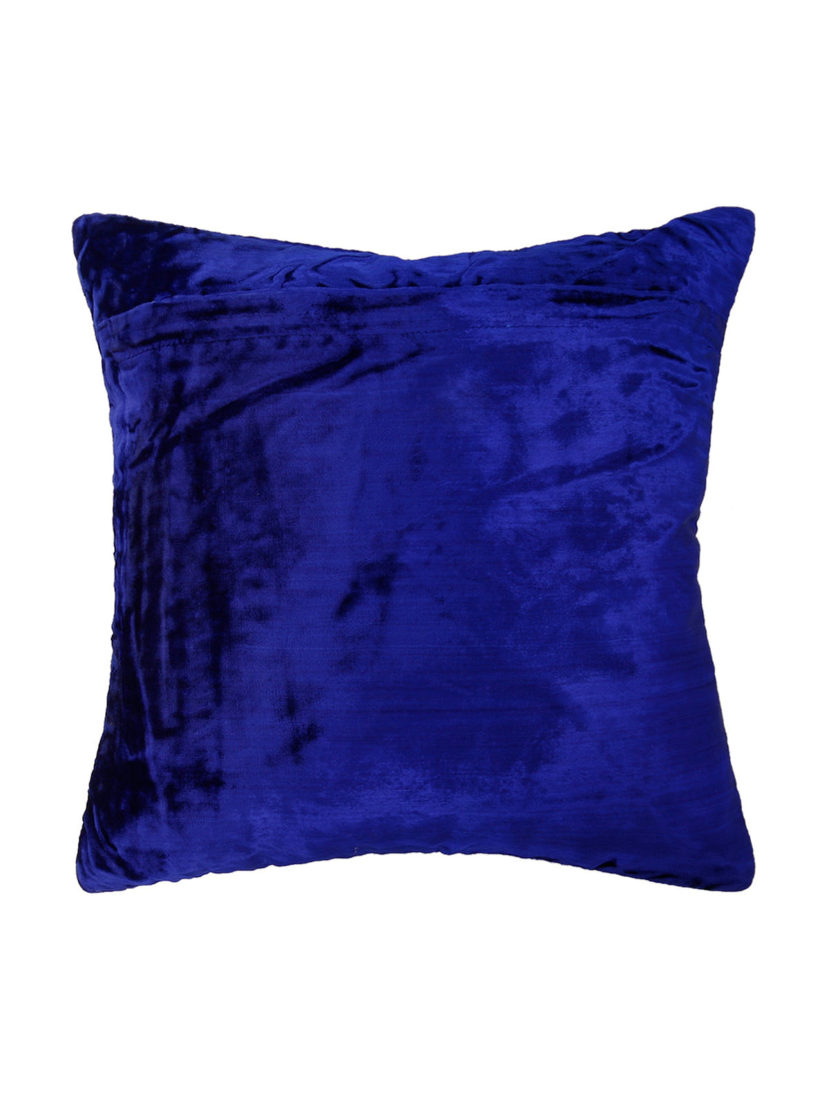 Plain royal blue velvet reverse of the embroidered cushion cover