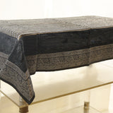 Sequence Stripe  (36 X 54 Inch) Table Cover(Black-Grey)-Tissue+Chenille - Jagdish Store Online Since 1965