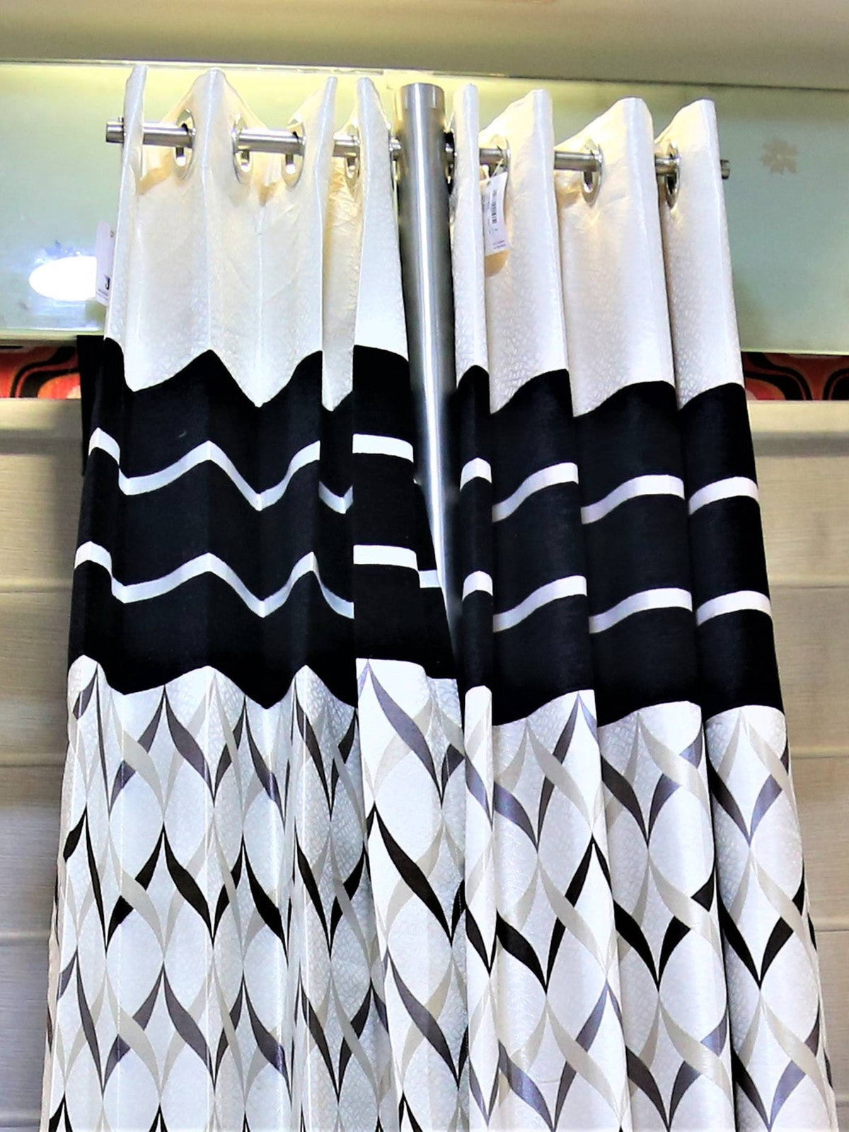 Black Polyester Ready-made Curtain 7x4 feet front view