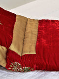 Stone Work(Red/Gold) Velvet Quilt (90x108 Inch)-400 GSM - Jagdish Store Online Since 1965