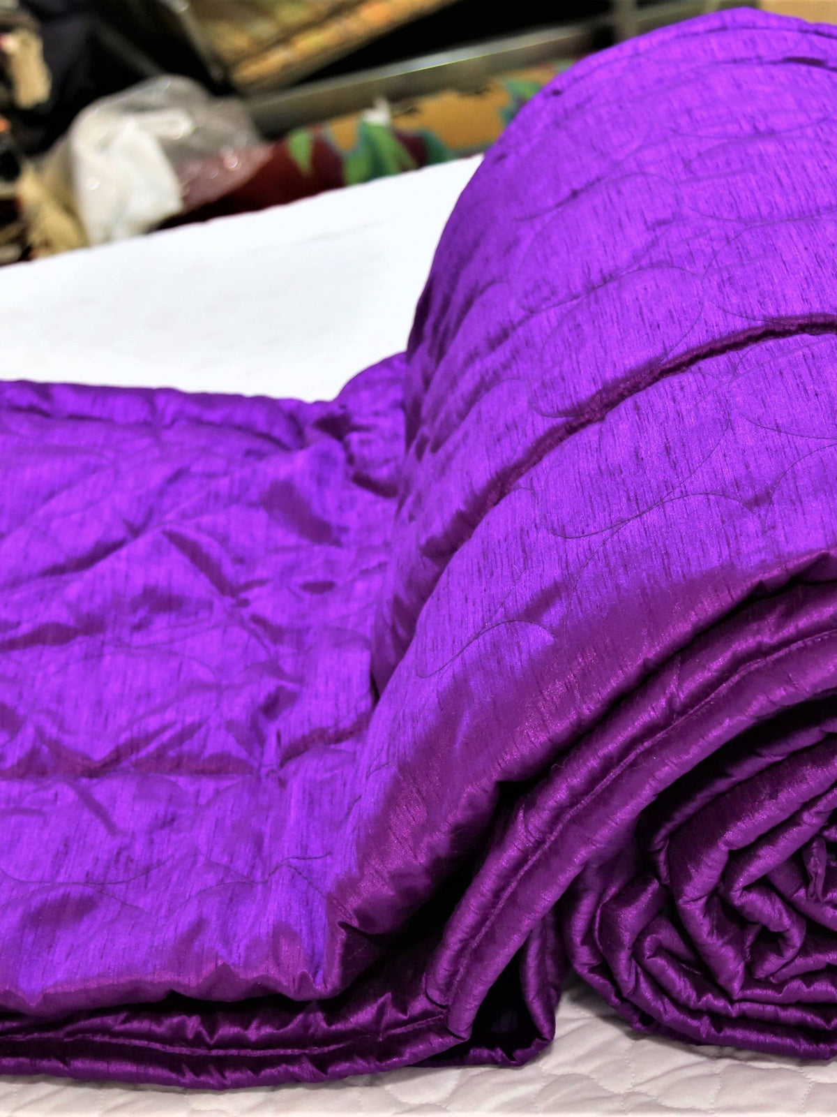 Plain(Purple) PolySilk Quilt (90x100 Inch)-400 GSM - Jagdish Store Online Since 1965