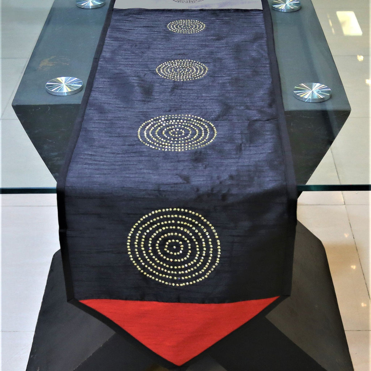 Sequence Work(14 X 90 Inch) Table Runner(Multi)-Dupion Silk - Jagdish Store Online Since 1965