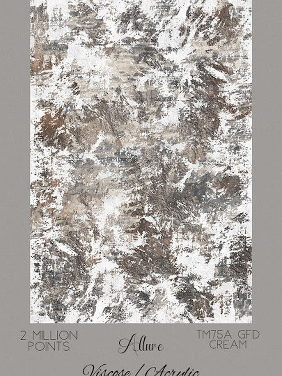 Cream and taupe mottled distressed abstract rug, Allure viscose-acrylic, Cream