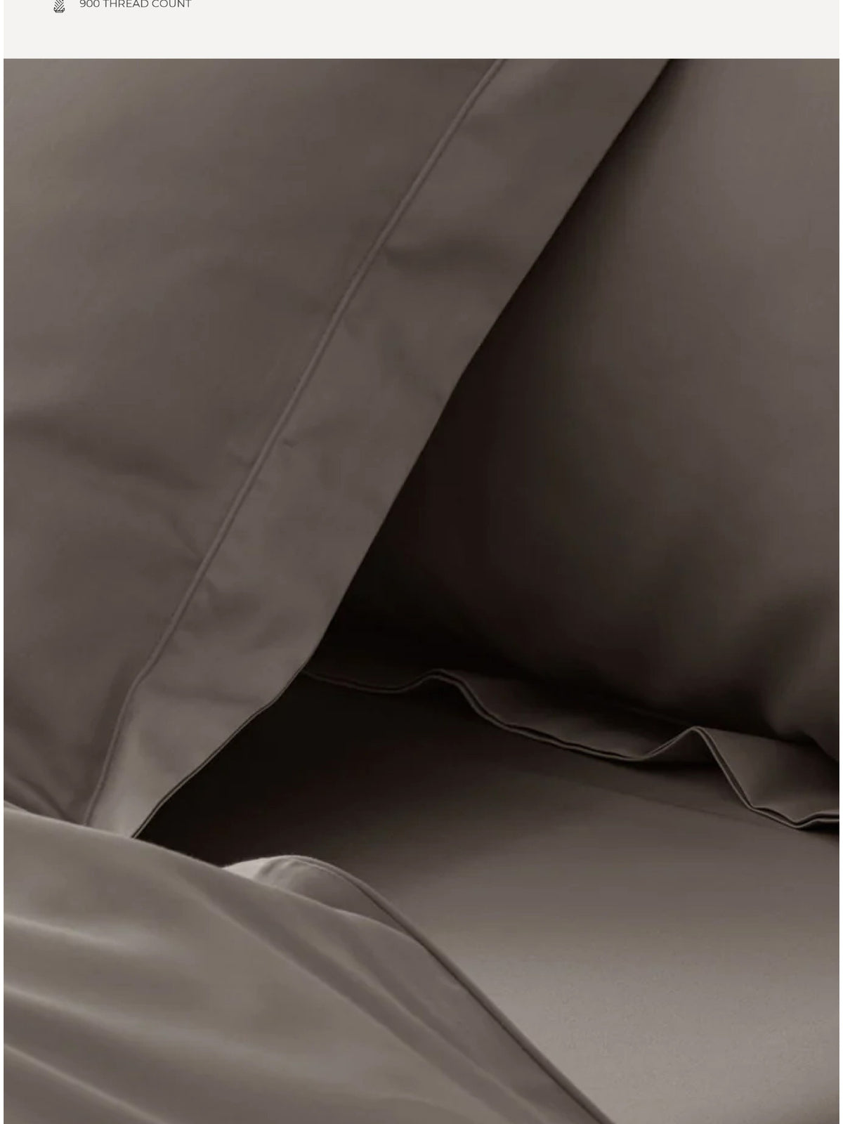 Charcoal grey Supima cotton bedding, close view of the sateen sheen