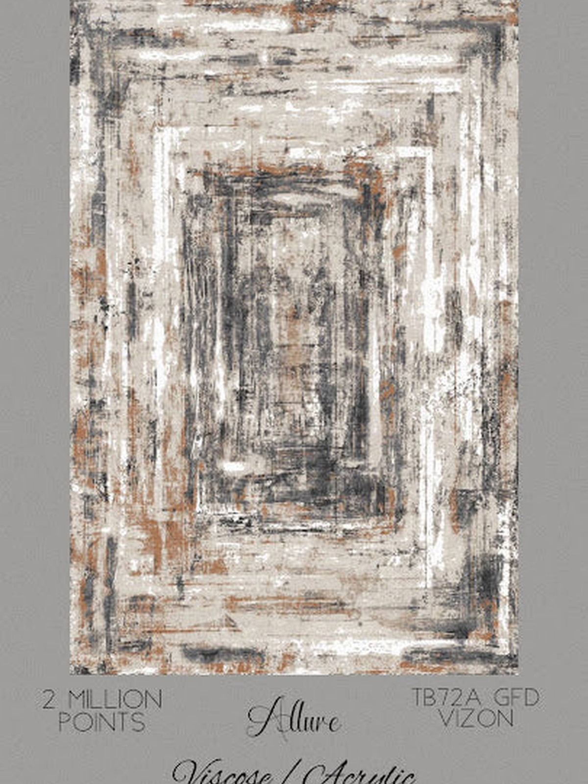 Cream and rust distressed concentric border rug, Allure viscose-acrylic
