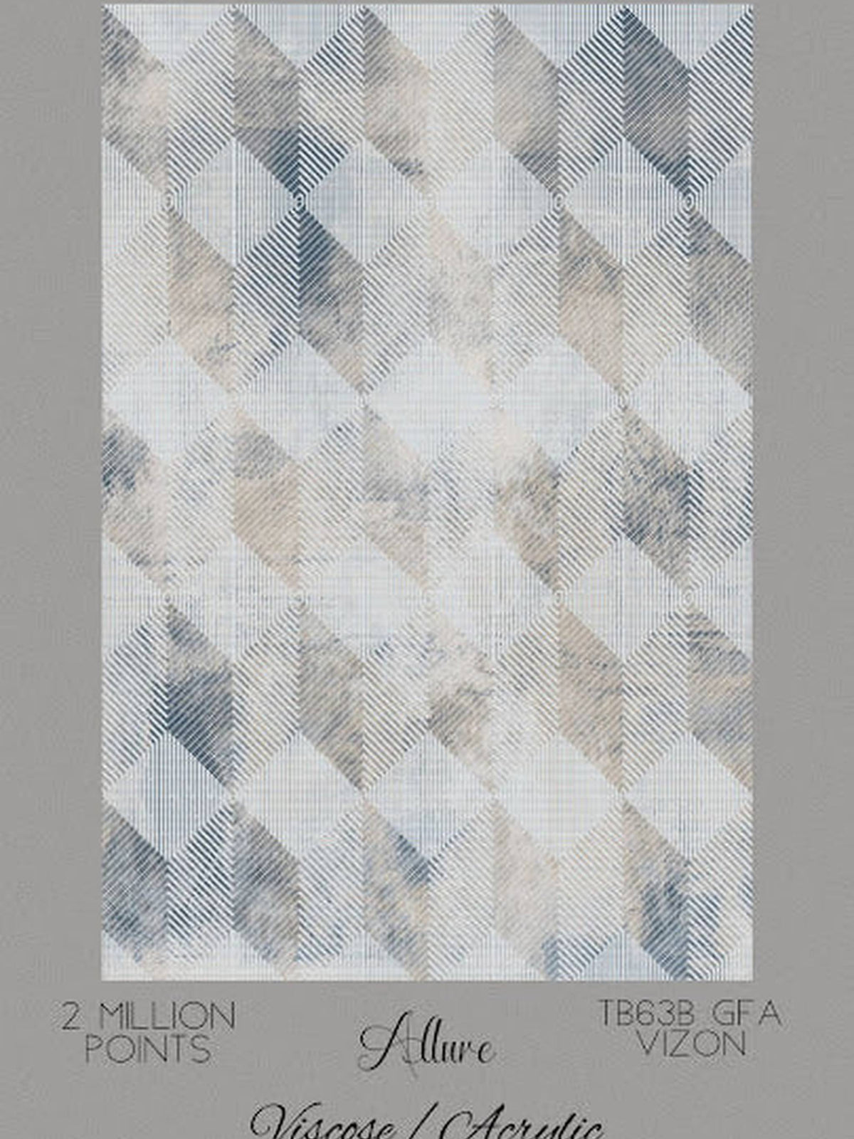 Pale blue-grey and taupe diamond harlequin rug, Allure viscose-acrylic